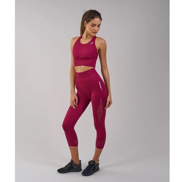 Nwt Gymshark Energy High Waisted Crop Legging in Beet Size Extra Small - Picture 1 of 11